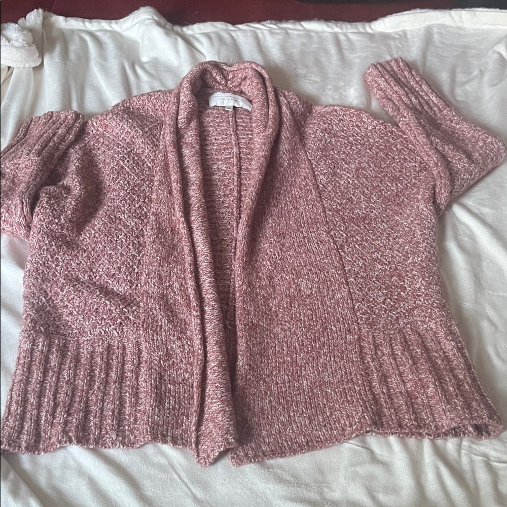 Anthropologie Cardigan Angel of the North Chaucer Pink Open Front Cardigan - Picture 2 of 10
